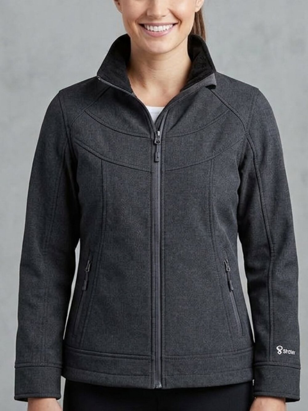 All Weather Stoic Charcoal Heather Softshell Jacket with Detachable Hood